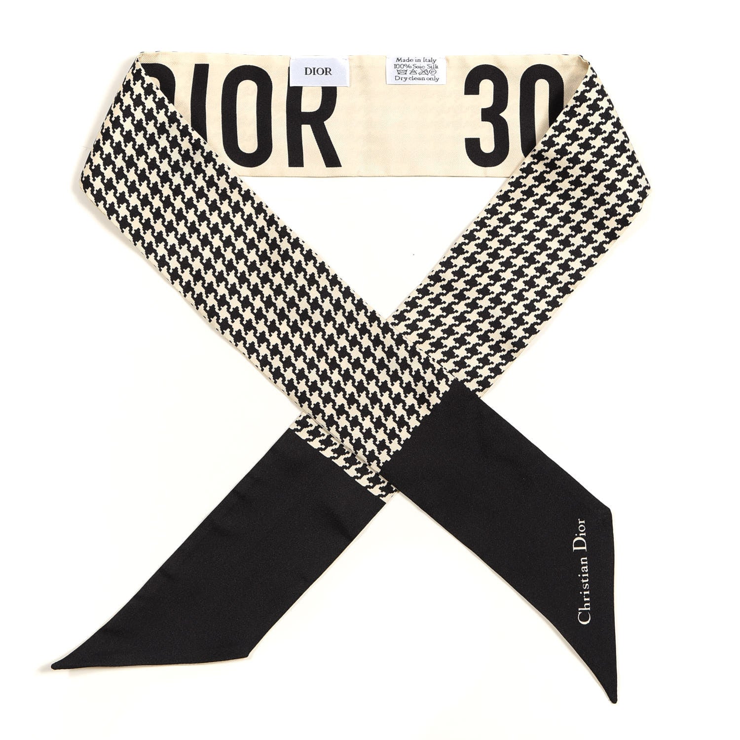 Christian Dior Silk 30 Montaigne Mitzah Scarf Black White 1 of 4