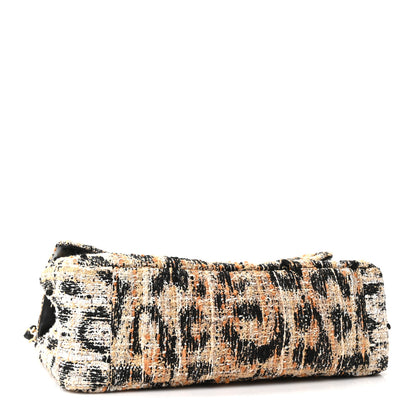 Chanel Tweed Mixed Fibers Leopard Print Small Souplissimo Maxi Flap Brown Black White 4 of 11