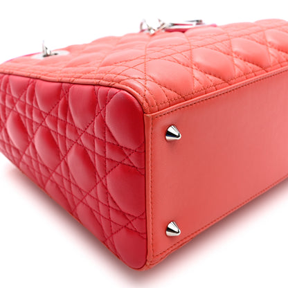 Christian Dior Lambskin Cannage Tri-Color Medium Lady Dior Orange Riviera Fuchsia Cosmopolitan Lipstick Natural 8 of 9