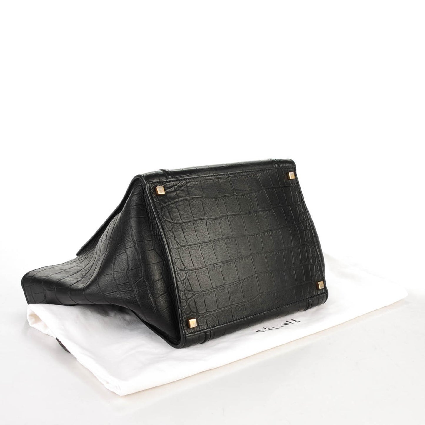 Crocodile Embossed Calfskin Medium Phantom Luggage Black