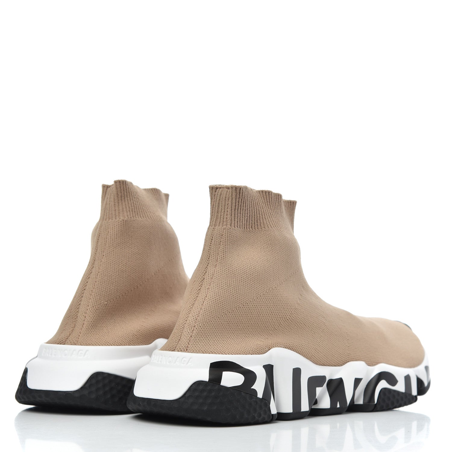 Balenciaga Neoprene Knit Womens Speed Graffiti Sneakers 41 Beige White Black 4 of 8