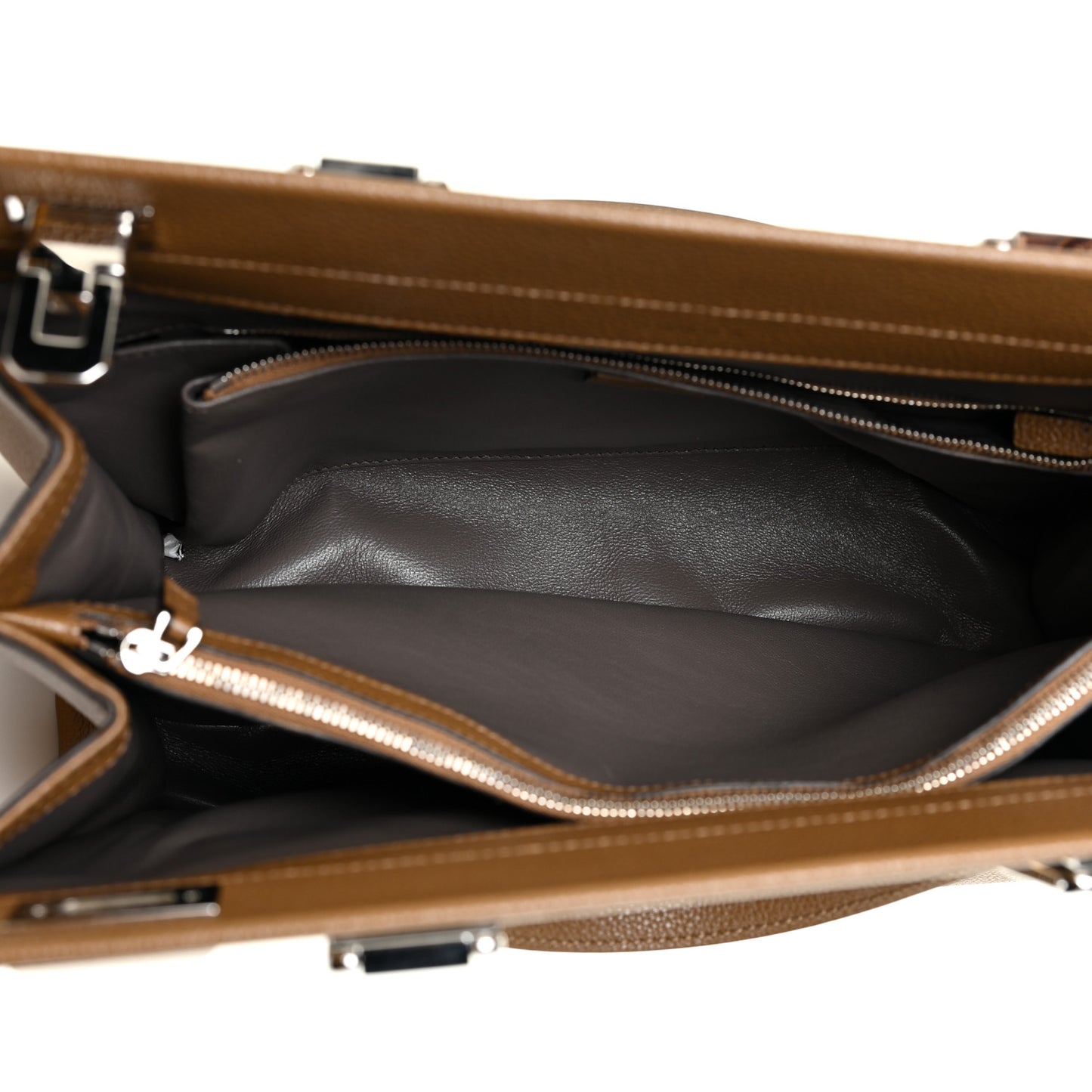 Grainy Calfskin Medium Zumi Top Handle Bag Friky Taupe