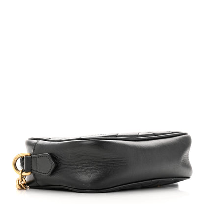 Gucci Calfskin Matelasse Mini GG Marmont Chain Shoulder Bag Black 3 of 15