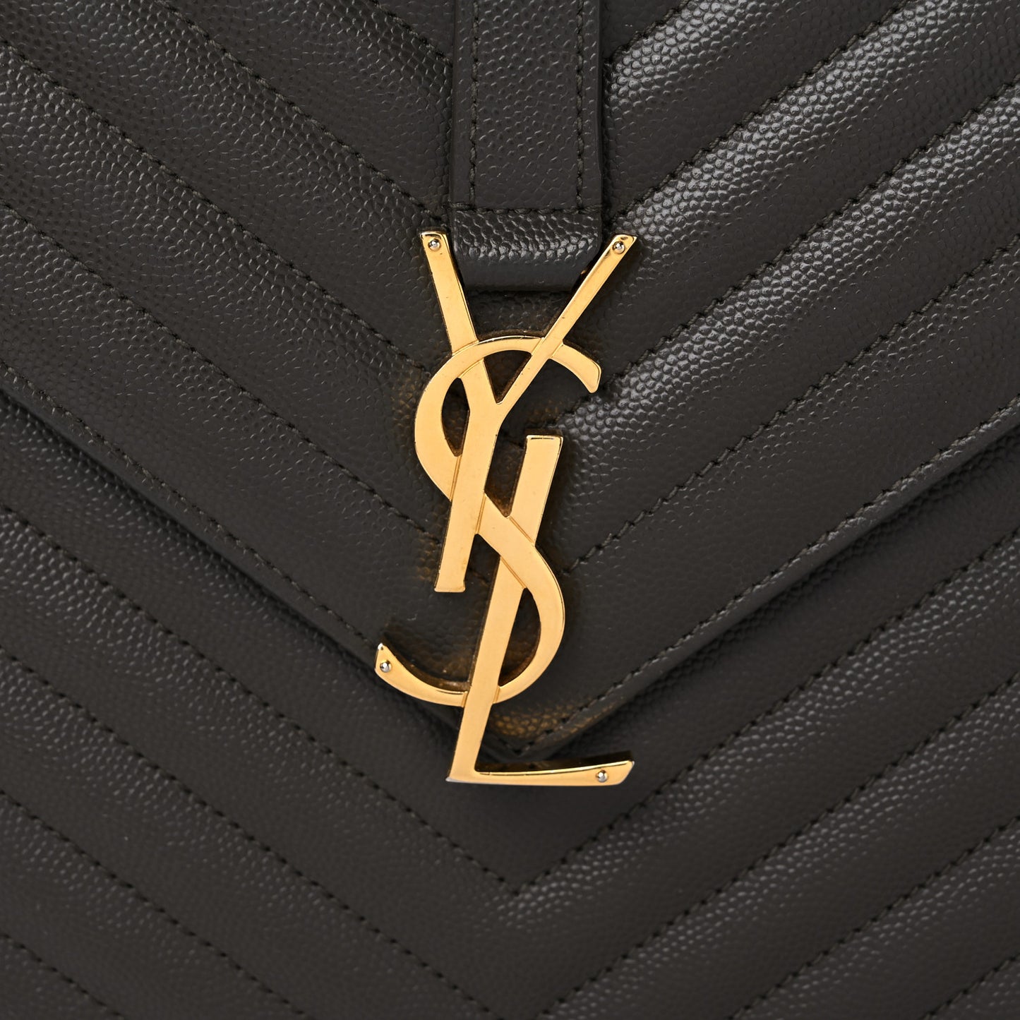 Grain De Poudre Matelasse Chevron Large Monogram Satchel Bronze