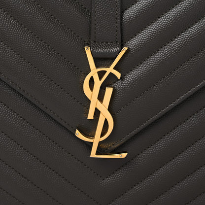 Saint Laurent Grain De Poudre Matelasse Chevron Large Monogram Satchel Bronze 15 of 16