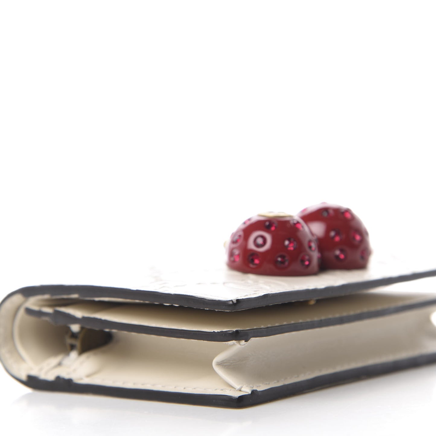 Guccissima Cherries Card Case Wallet White
