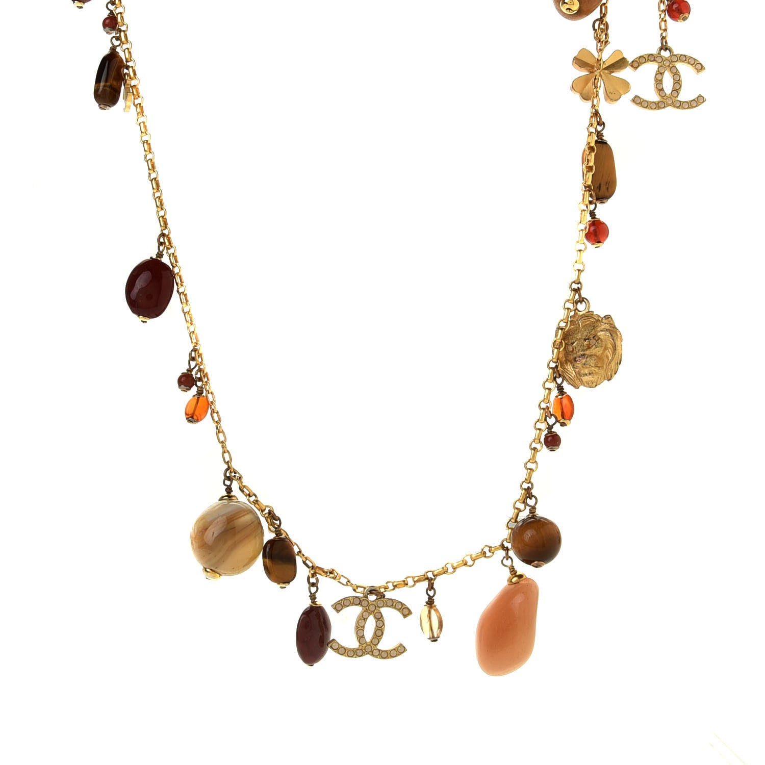Chanel Resin Crystal CC Necklace Gold 1 of 4