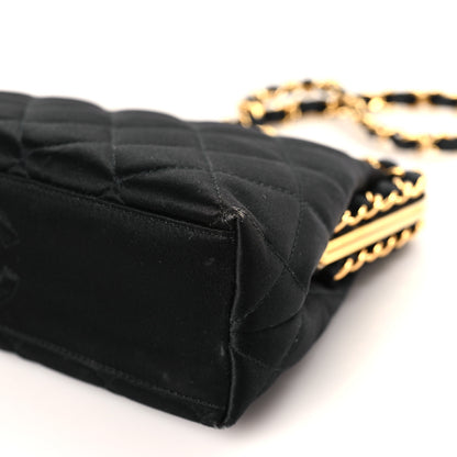 Chanel Satin Quilted Kisslock Clutch Black 9 of 9
