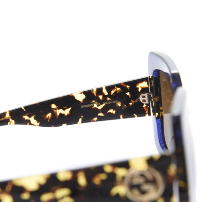 Gucci Square Frame GG0083S Sunglasses Glitter Blue Havana Brown 5 of 7