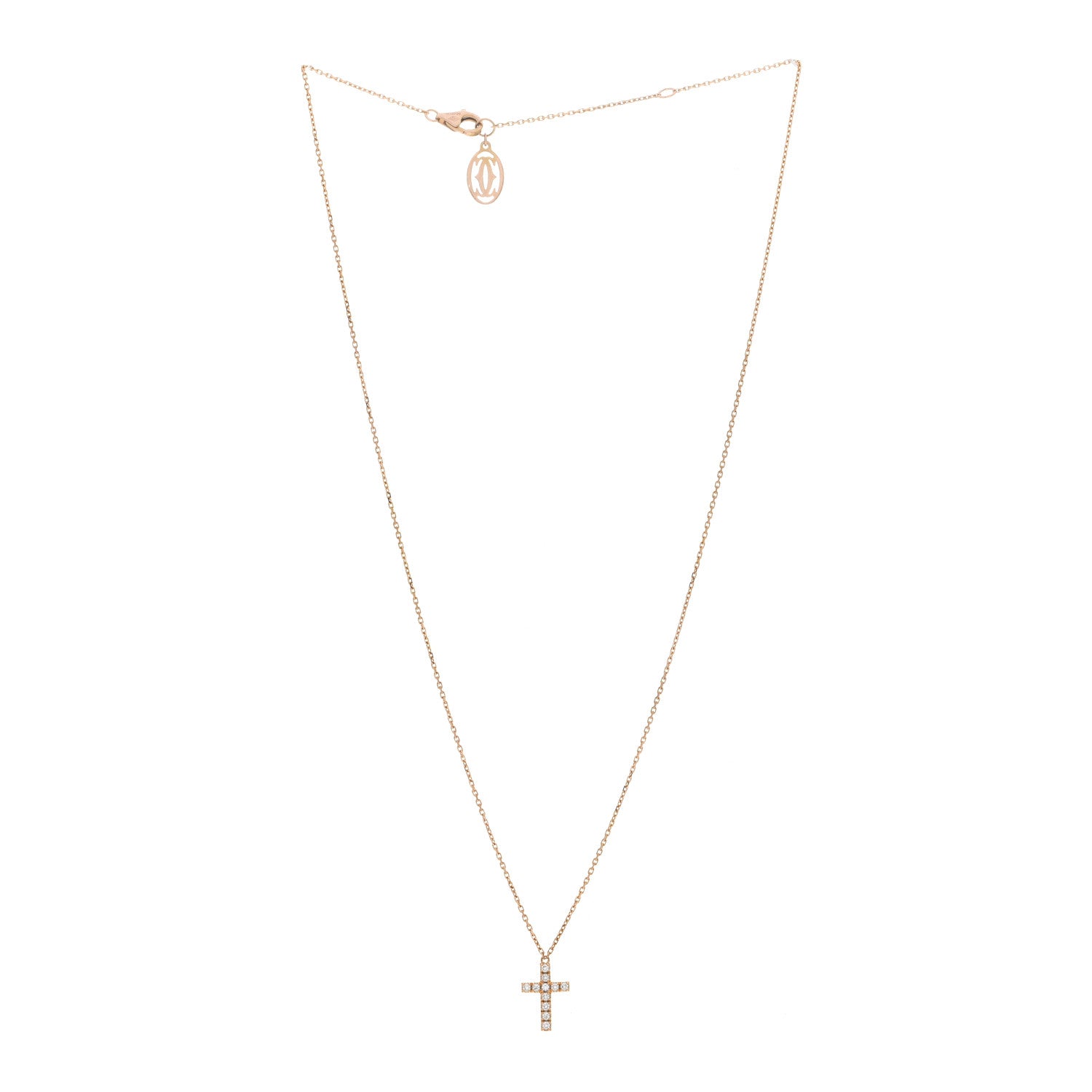 Cartier 18K Pink Gold Diamond Symbols Cross Pendant Necklace 2 of 3