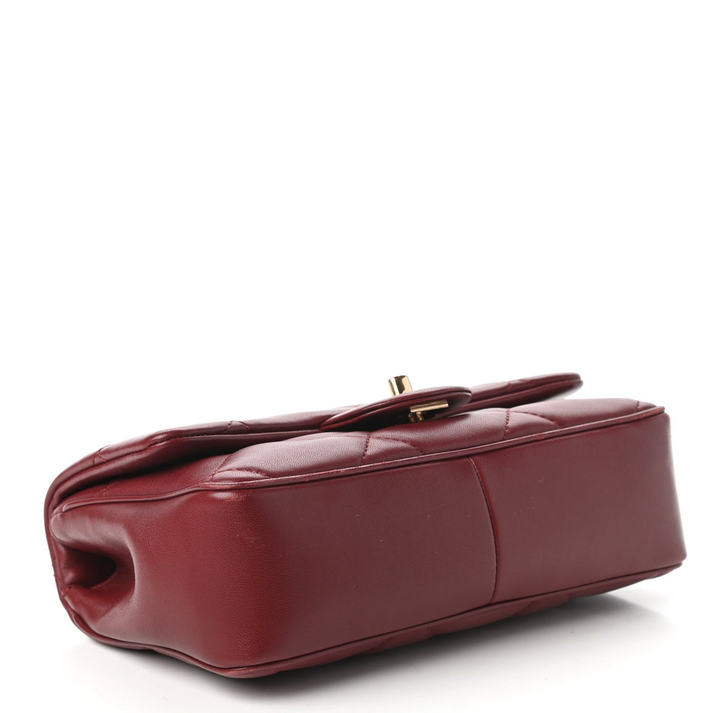 Lambskin Quilted Small Easy Carry Flap Burgundy