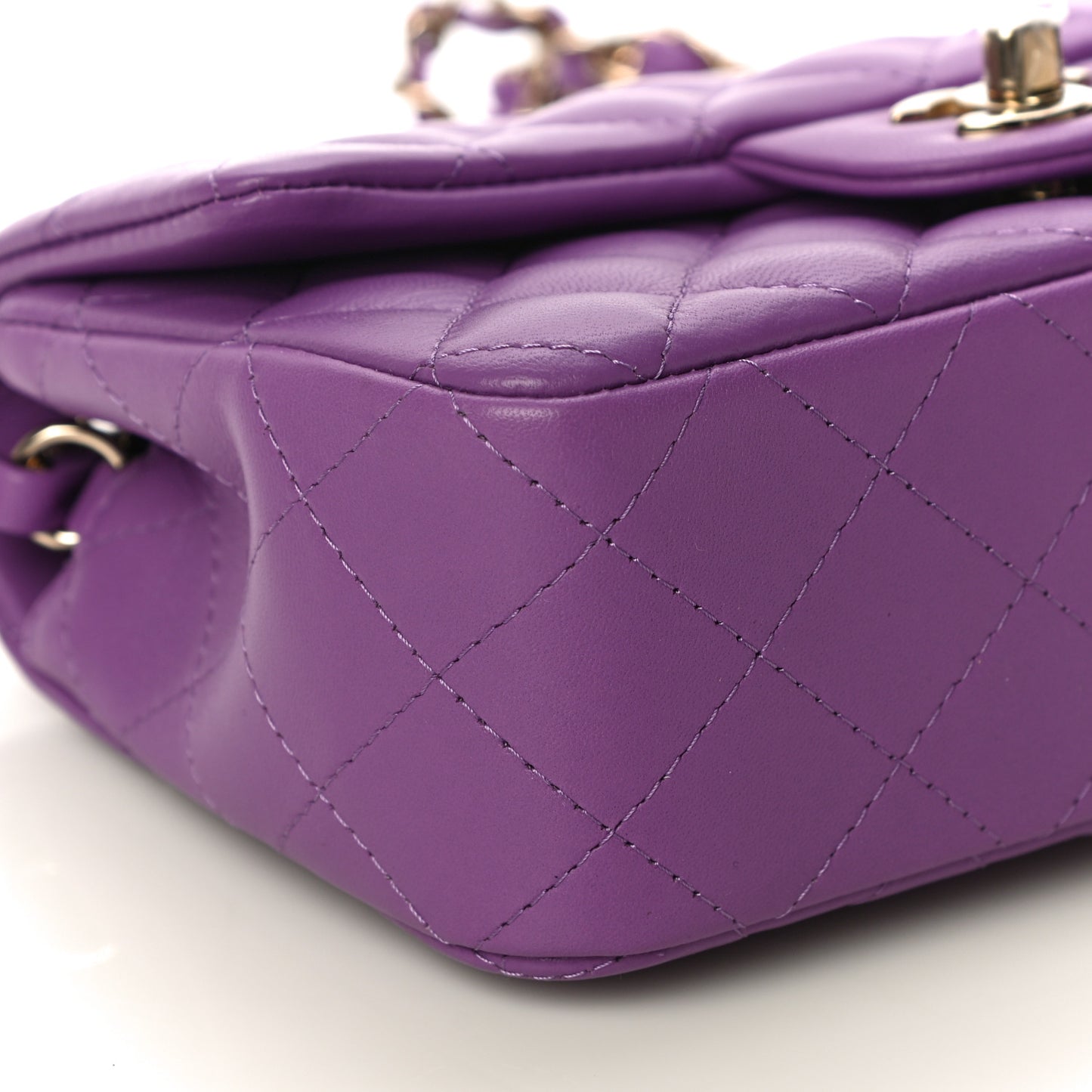 Lambskin Quilted Mini Rectangular Flap Purple