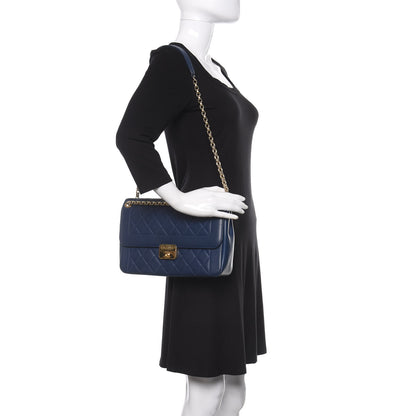 Chanel Lambskin Quilted Large Chic With Me Flap Navy 2 of 13