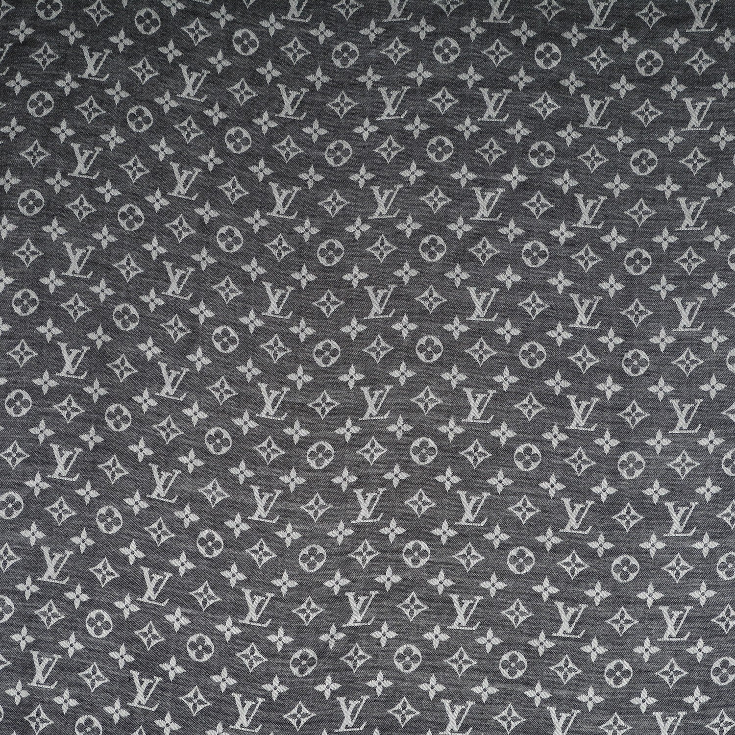 Louis Vuitton Wool Silk Monogram Denim Shawl Black 1 of 6