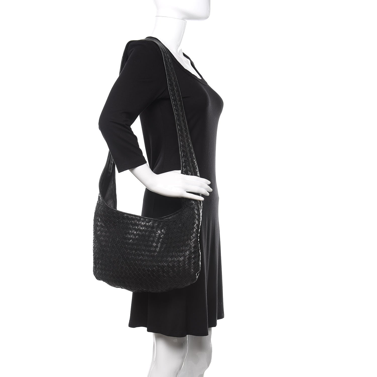 Bottega Veneta Nappa Intrecciato Shoulder Bag Black 2 of 10