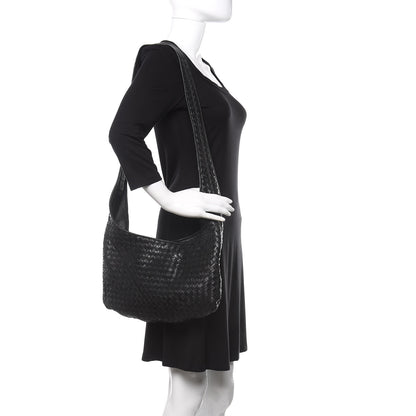 Bottega Veneta Nappa Intrecciato Shoulder Bag Black 2 of 10
