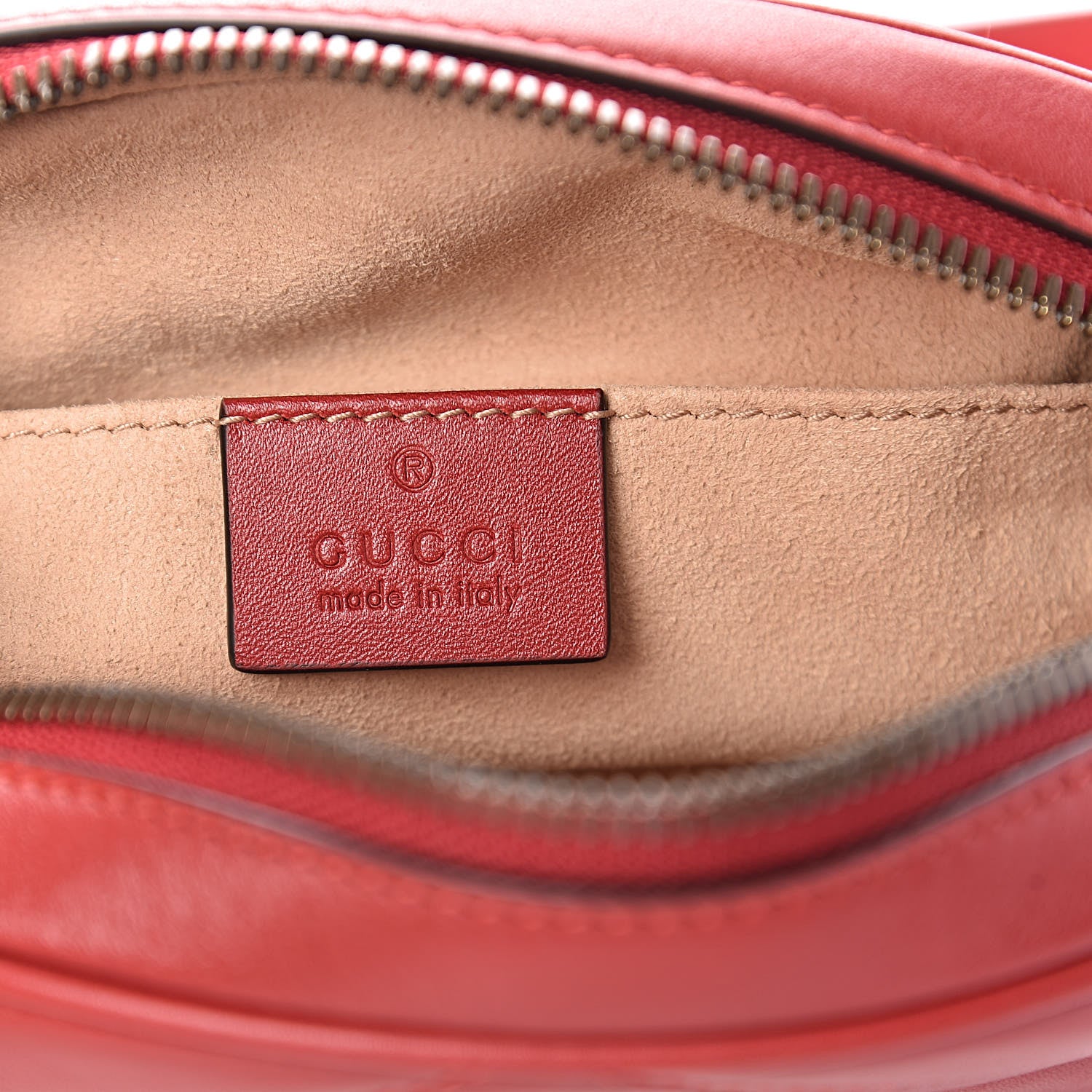 Gucci Calfskin Matelasse GG Marmont Belt Bag 85 34 Hibiscus Red 9 of 10