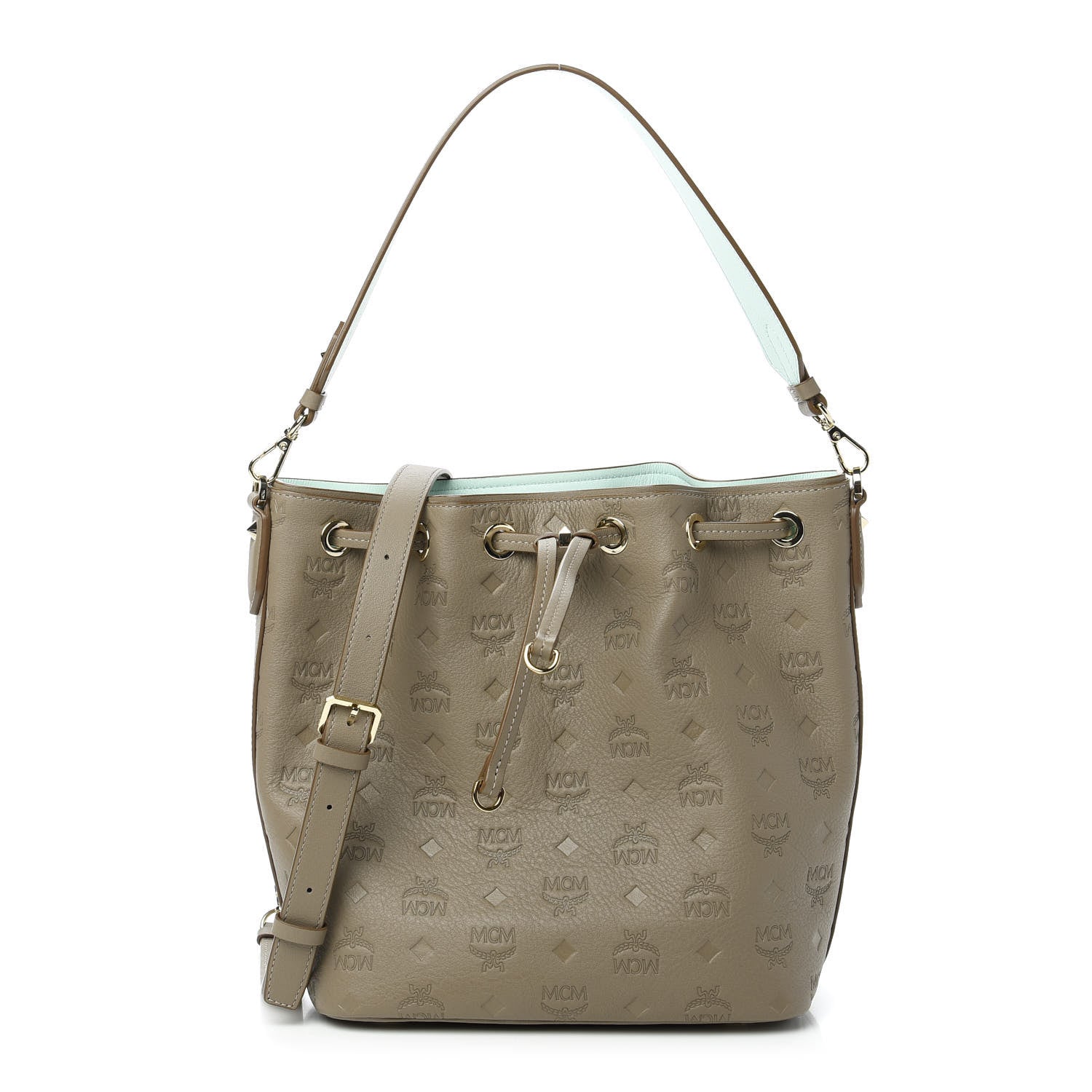 MCM Calfskin Ottomar Monogram Small Essential Bucket Urban Taupe 1 of 10