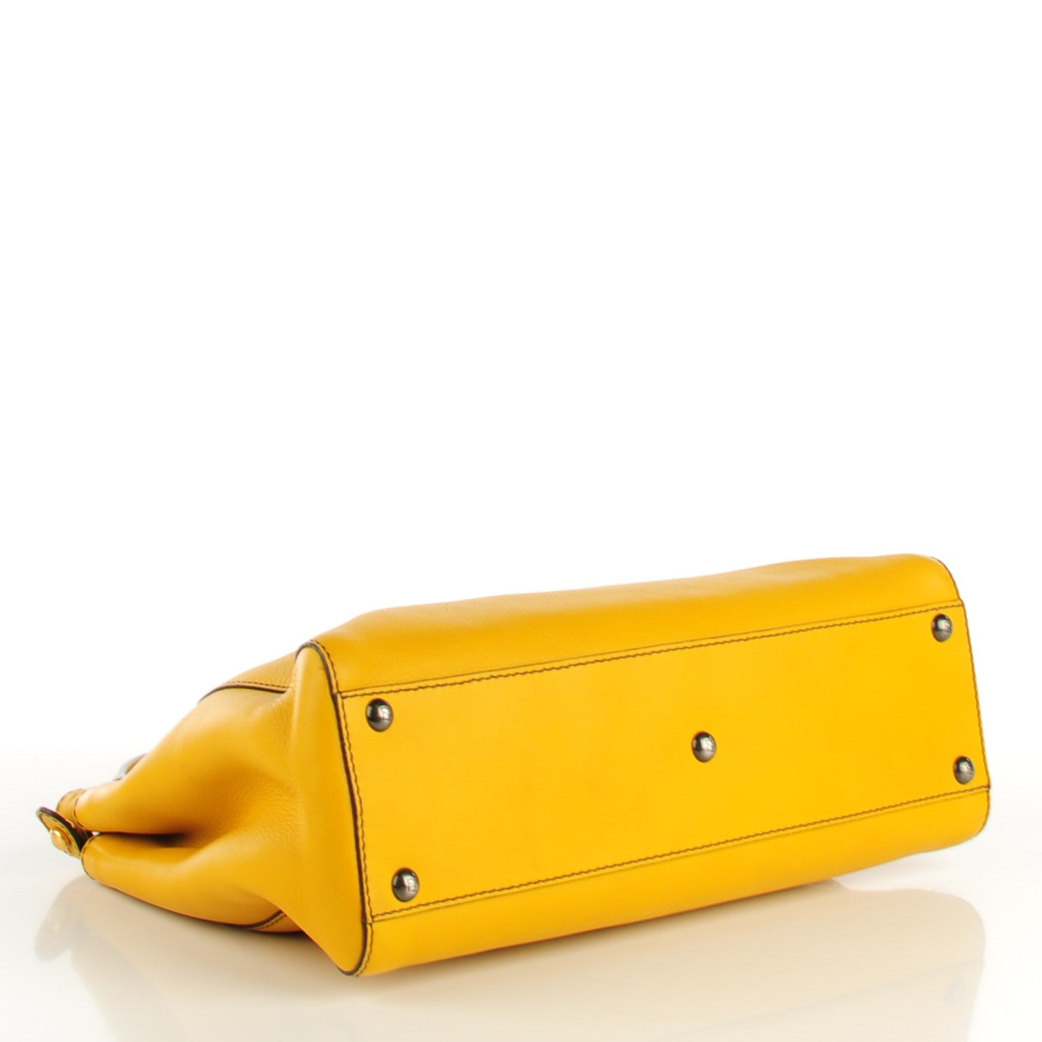 Fendi Vitello Zucca Large Peekaboo Iconic Satchel Yellow Tobacco 4 of 8