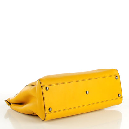 Fendi Vitello Zucca Large Peekaboo Iconic Satchel Yellow Tobacco 4 of 8