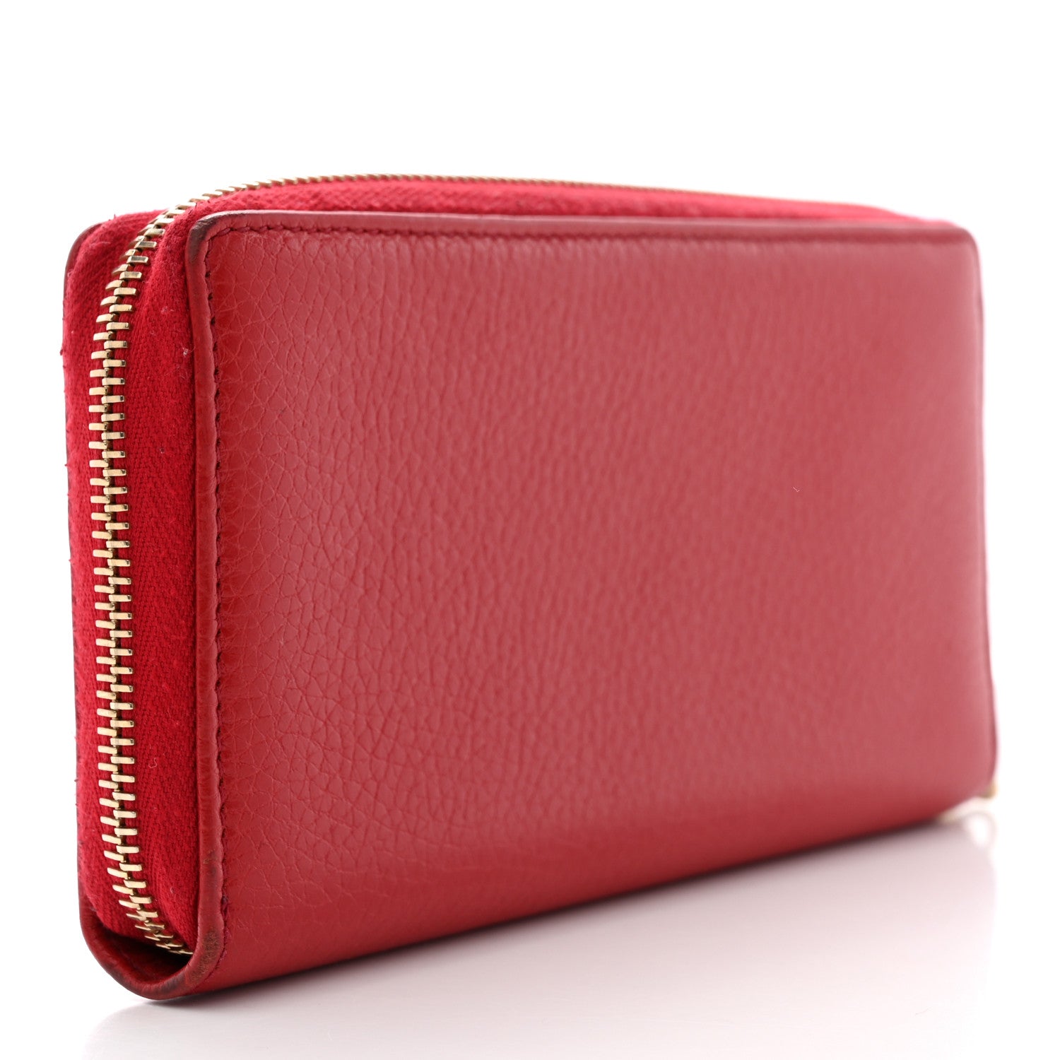 Gucci Pebbled Calfskin Soho Zip Around Wallet Red 3 of 14