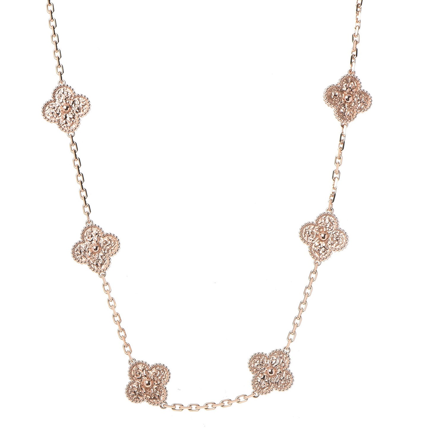 18K Rose Gold 10 Motifs Vintage Alhambra Necklace