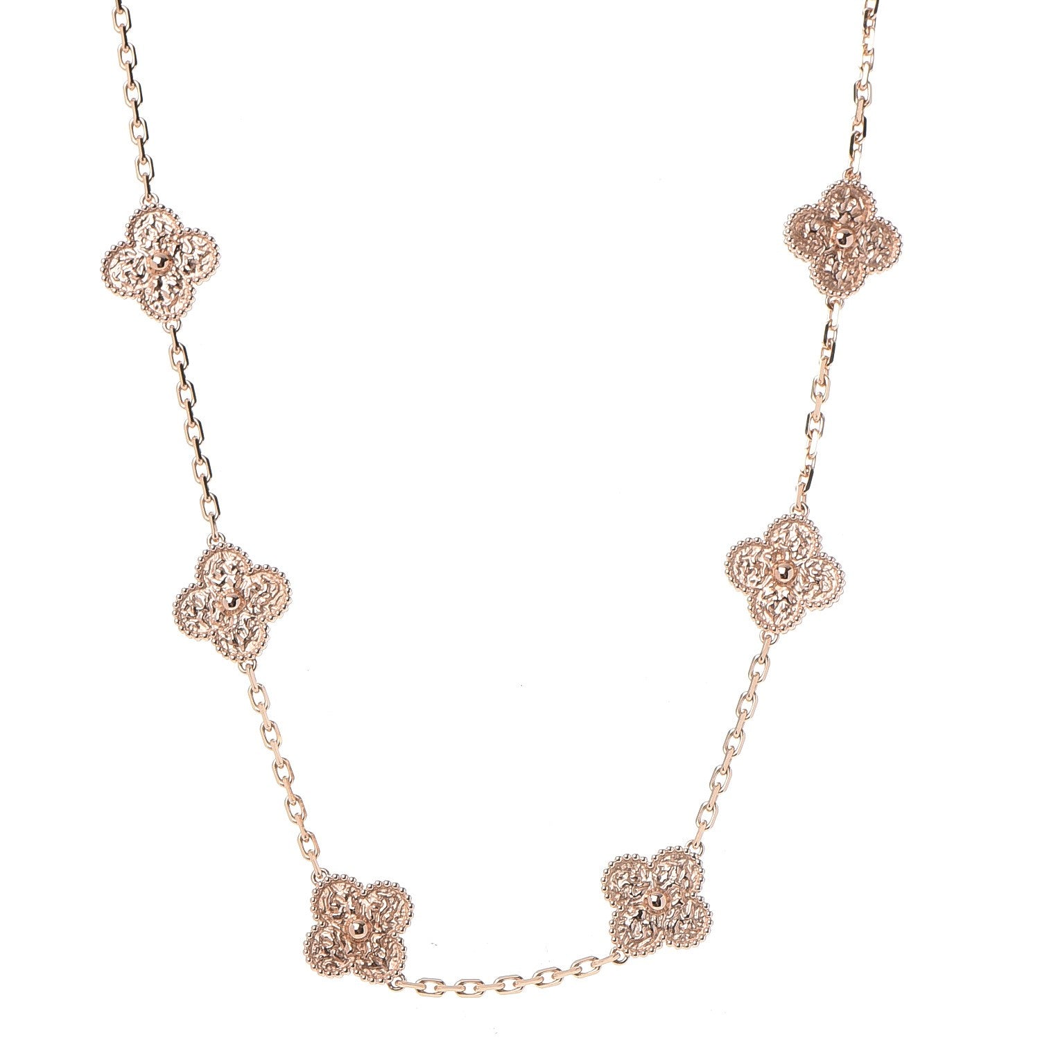 Van Cleef & Arpels 18K Rose Gold 10 Motifs Vintage Alhambra Necklace 1 of 7