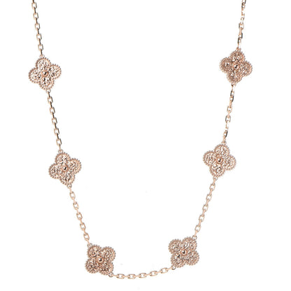 Van Cleef & Arpels 18K Rose Gold 10 Motifs Vintage Alhambra Necklace 1 of 7