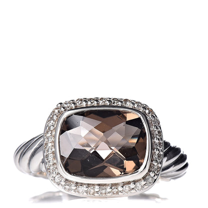 David Yurman Sterling Silver Diamond Smoky Quartz 10mm Noblesse Ring 51 5.75 1 of 5