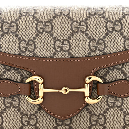 Gucci GG Supreme Monogram Mini Horsebit 1955 Shoulder Bag Beige Brown Sugar 8 of 11
