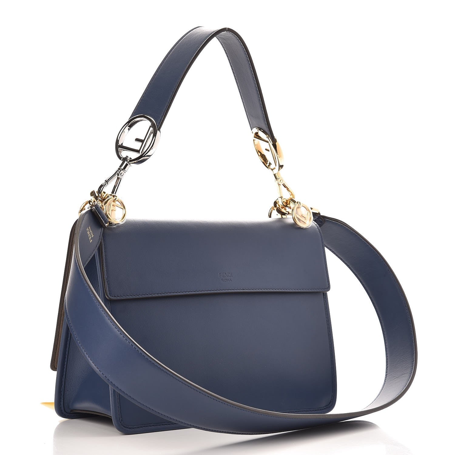 Fendi Vitello Century Opaco F is Fendi Kan I Shoulder Bag Blu Scuro 3 of 10