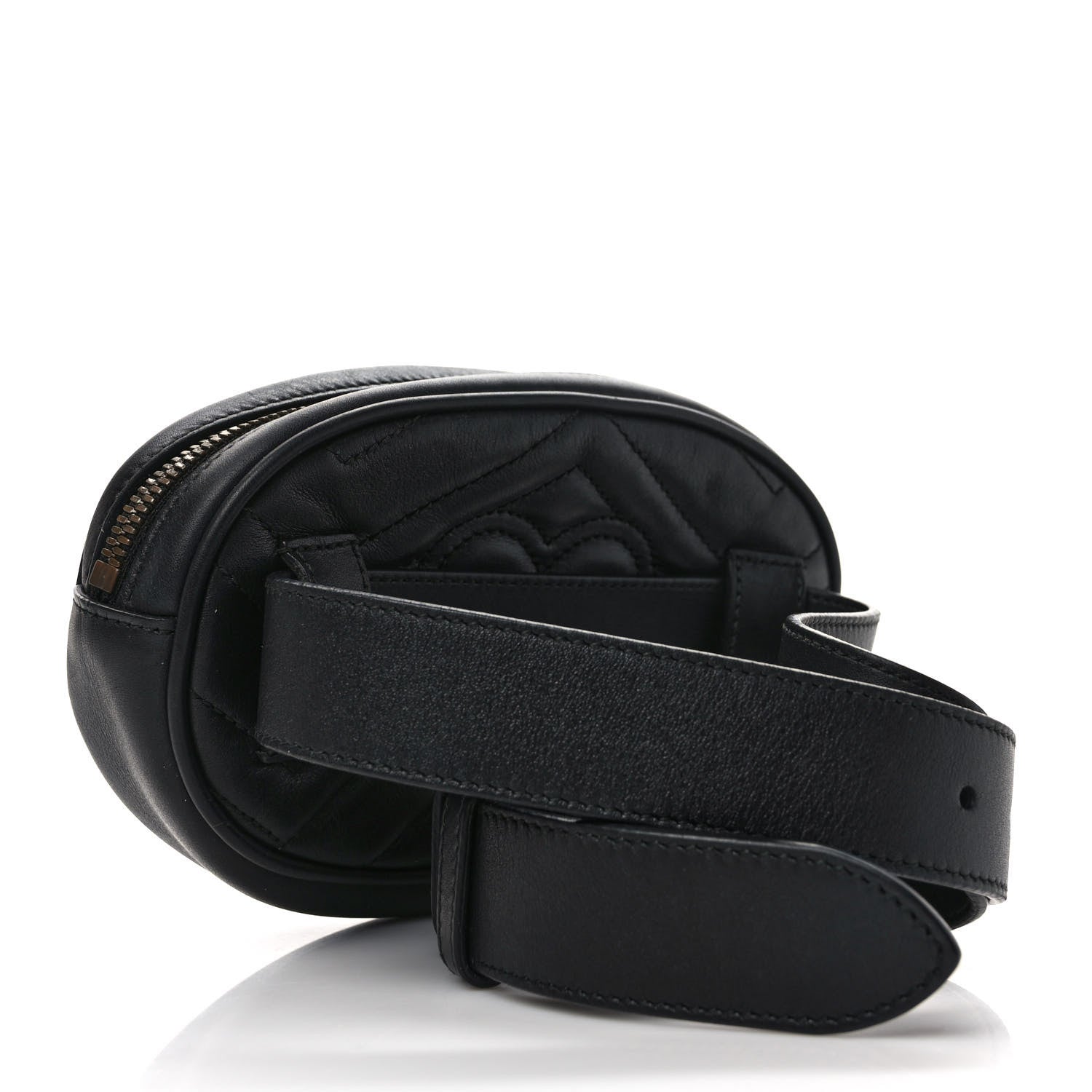 Gucci Calfskin Matelasse GG Marmont Belt Bag 75 30 Black 3 of 9