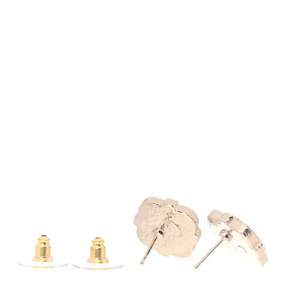 Chanel Resin Crystal Quilted CC Heart Earrings Gold Black 3 of 5