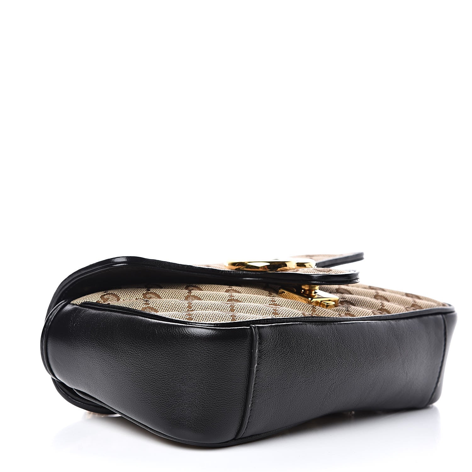 Gucci Monogram Matelasse Diagonal Mini GG Marmont Shoulder Bag Beige Black 4 of 10