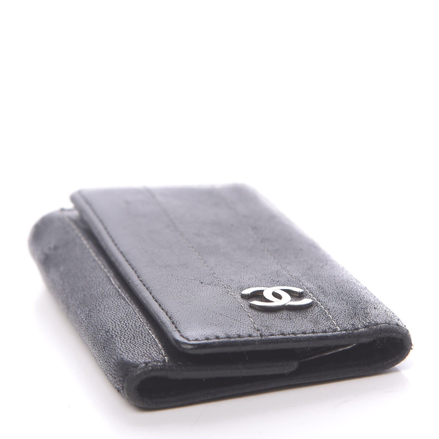 Chanel Lambskin Vertical Quilted 6 Key Holder Black 4 of 13
