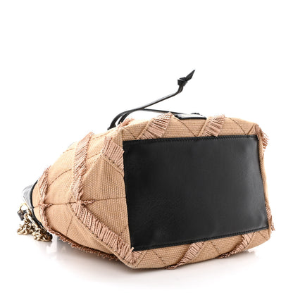 Jimmy Choo Raffia Fringe Snakeskin Juno Bucket Bag Black 4 of 9
