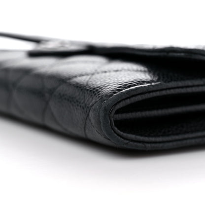 Chanel Caviar Quilted Large Gusset Flap Wallet Black 10 of 18