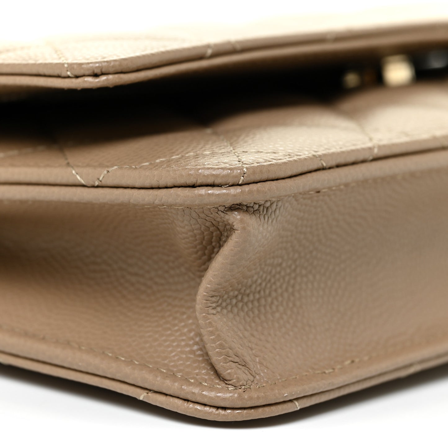 Caviar Quilted Wallet On Chain WOC Beige