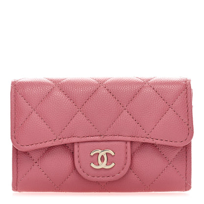 Chanel Caviar Quilted Flap Card Holder Wallet Dark Pink 1 of 8
