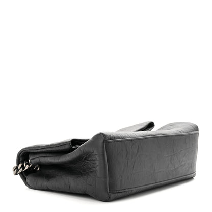 Saint Laurent Calfskin Crocodile Embossed Medium West Hollywood Monogram Fold-Over Grey 4 of 11