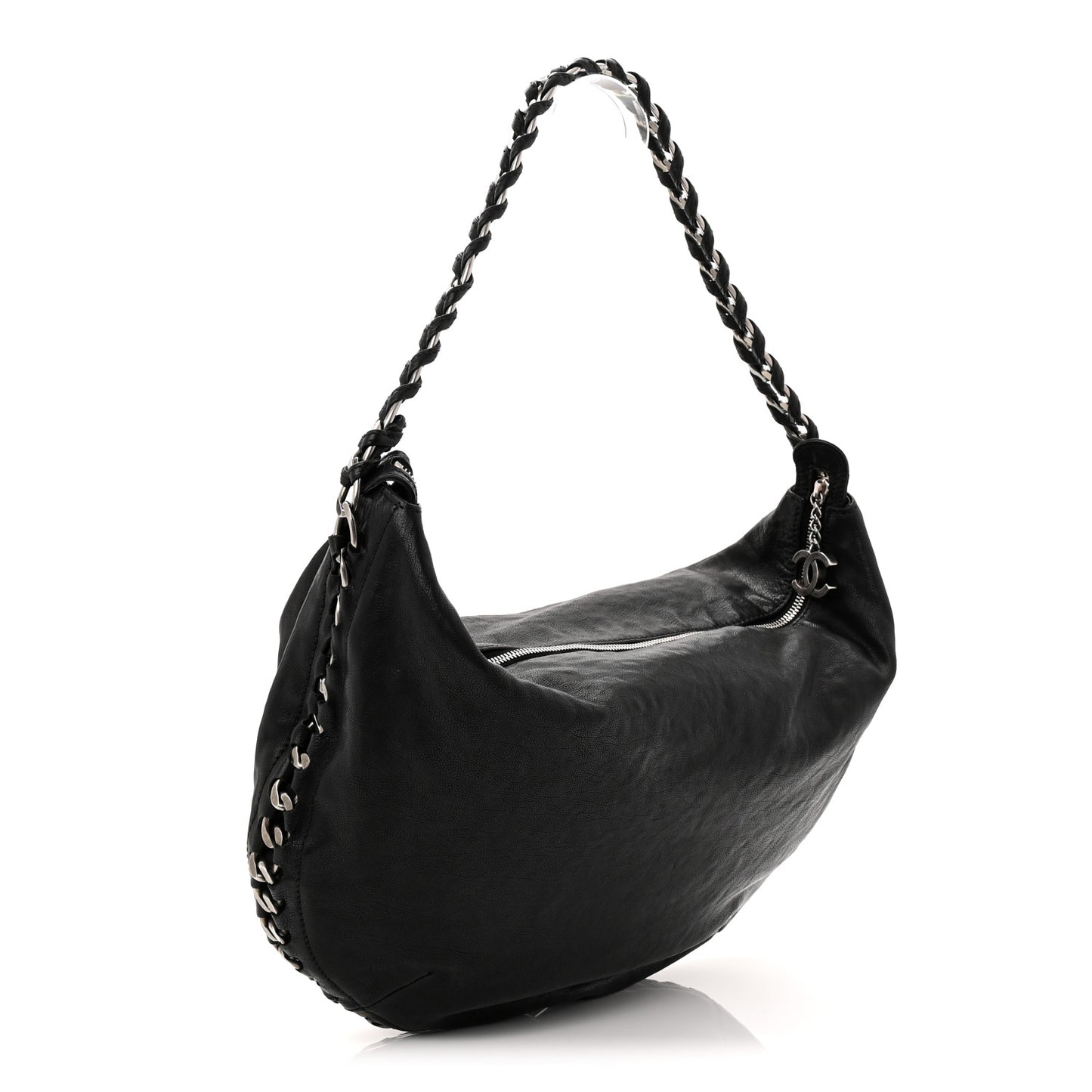 Calfskin Modern Chain Hobo Black