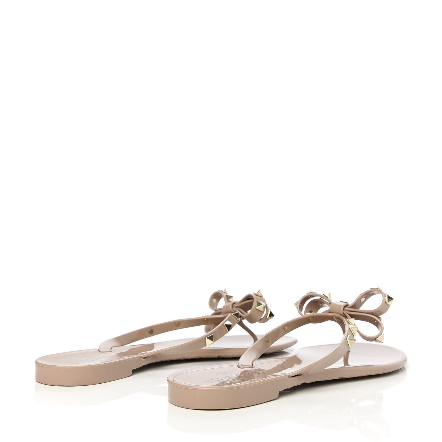 Valentino Garavani PVC Jelly Rockstud Bow Thong Sandals 40 Poudre 4 of 9
