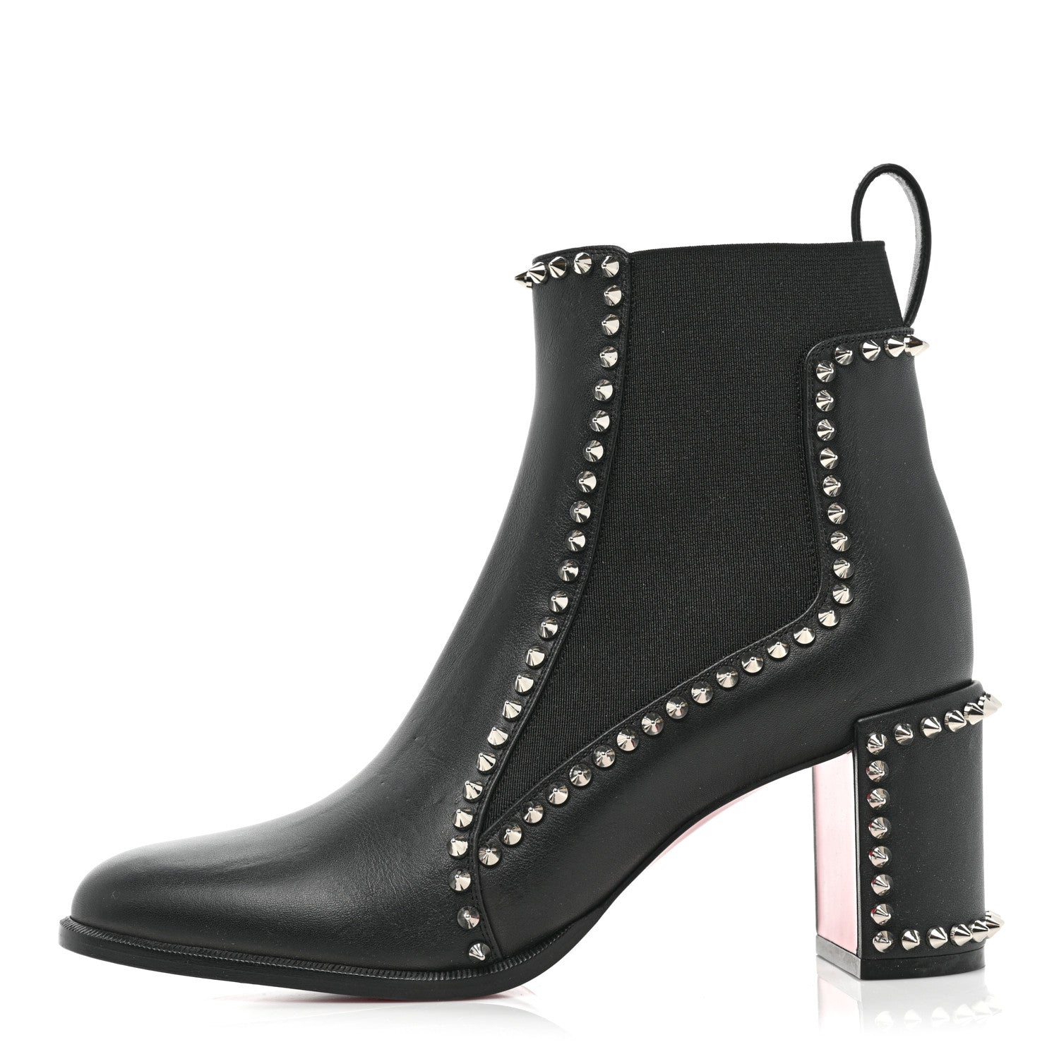 Christian Louboutin Calfskin Spikes Chelsea Outline Boots 37.5 Black 1 of 9