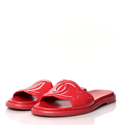 Chanel Patent CC Slide Sandals 40 Red 3 of 7