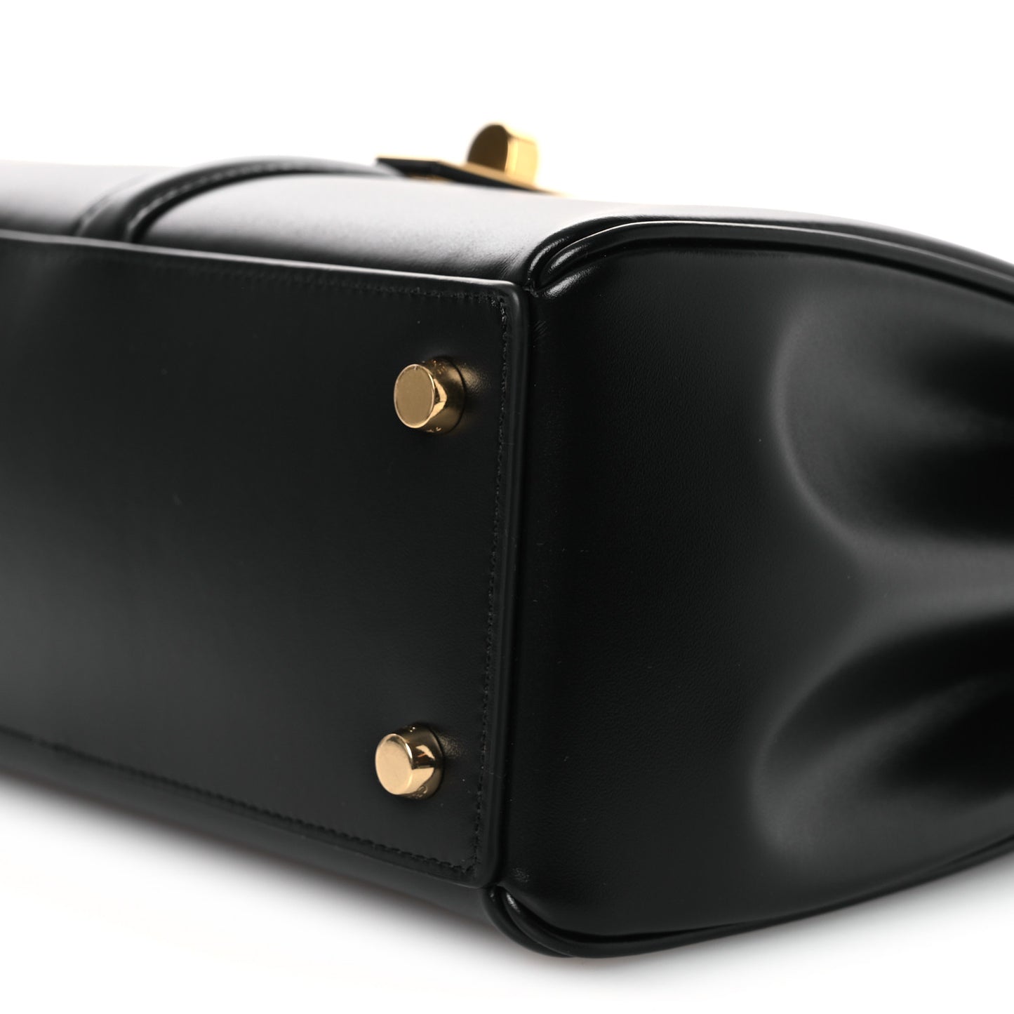 Satinated Calfskin Small 16 Top Handle Bag Black
