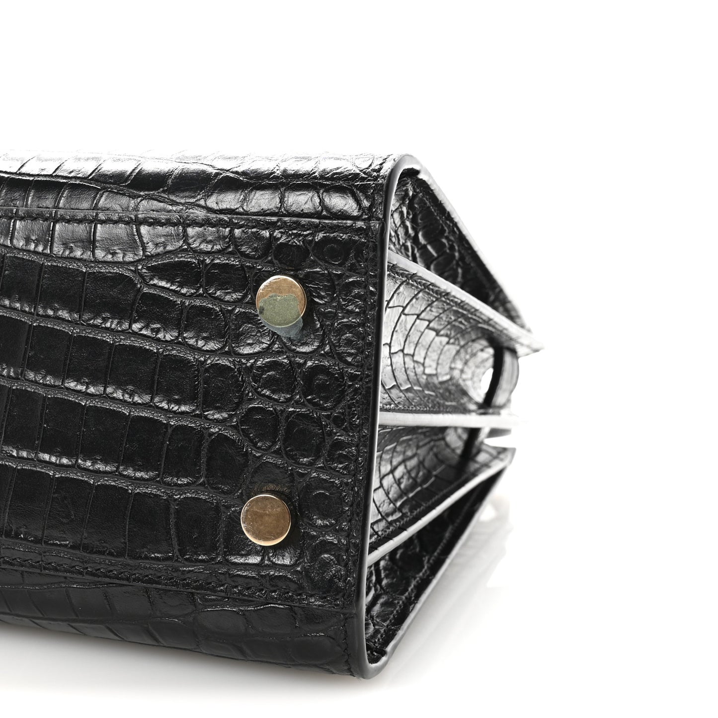 Calfskin Crocodile Embossed Baby Sac De Jour Black