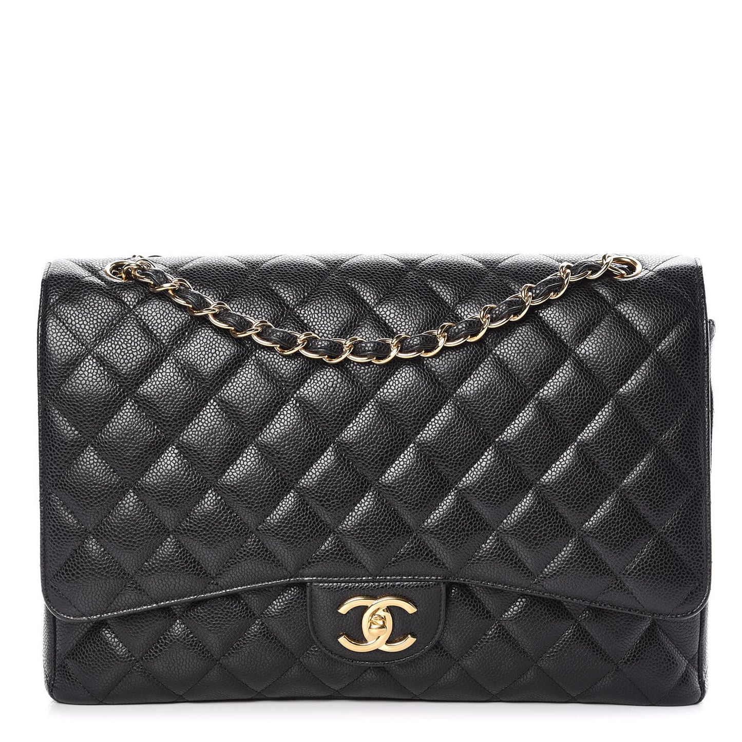 Caviar Quilted Maxi Double Flap Black