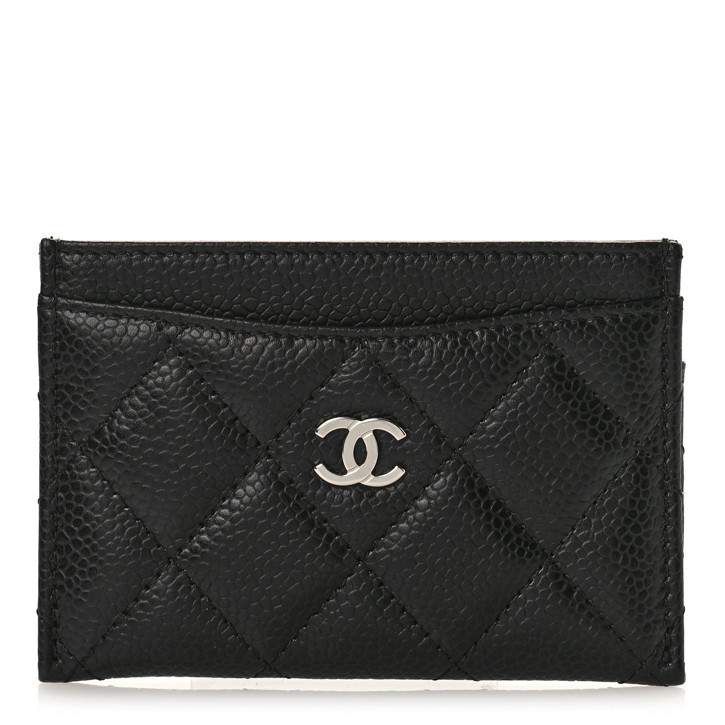 Caviar Quilted Card Holder Black