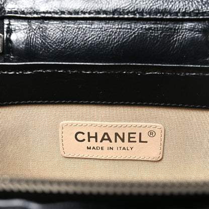 Chanel Calfskin Raffia Small Vanity Case Bag Black Beige 6 of 11