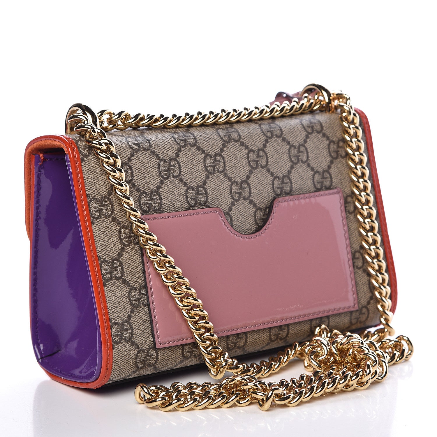 Gucci GG Supreme Monogram Patent Small Padlock Shoulder Bag Multicolor 3 of 12